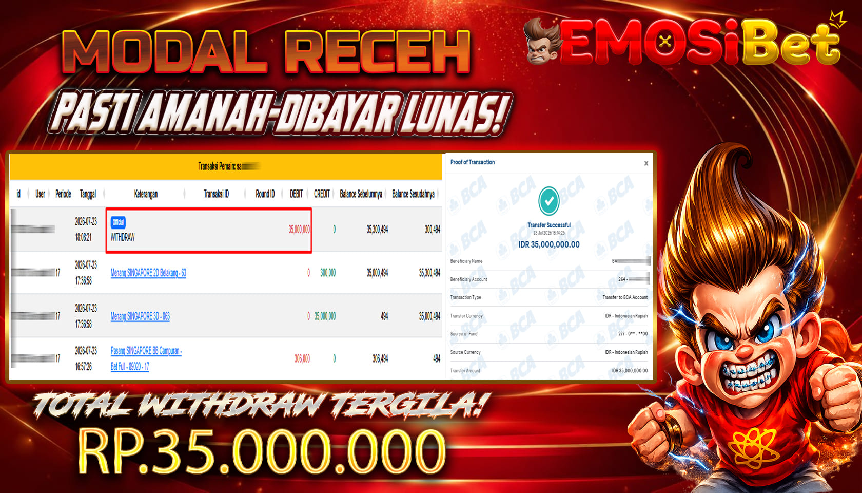 BUKTI JP MEMBER EMOSIBET