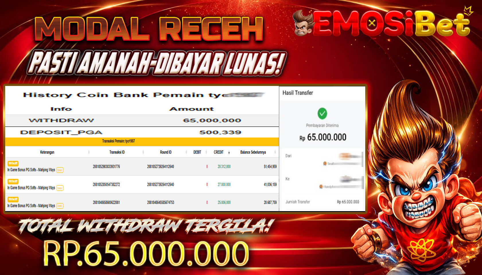 BUKTI JP MEMBER EMOSIBET