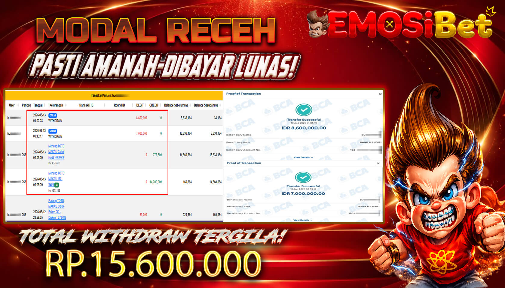 BUKTI JP MEMBER EMOSIBET