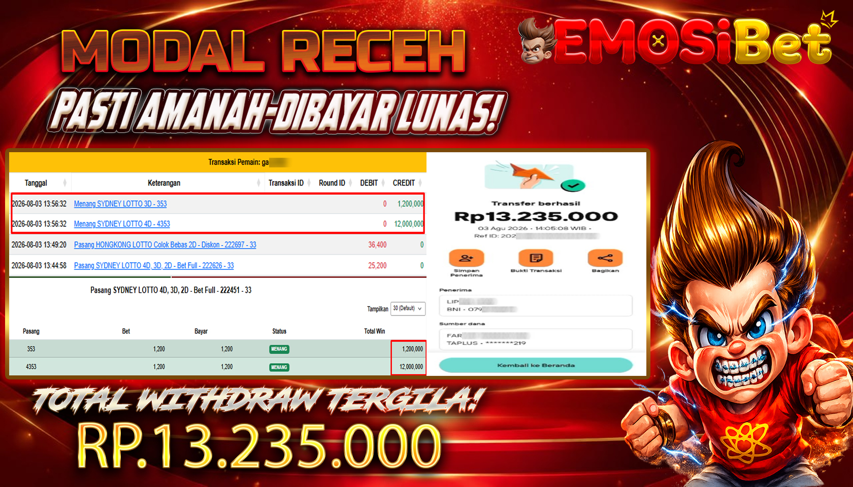BUKTI JP MEMBER EMOSIBET